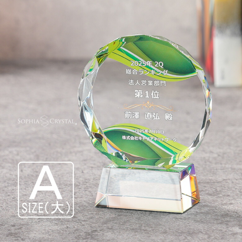 クリスタル トロフィー CR-13A(大) 名入れ 記念品 表彰状 退職記念 周年記念 創立記念 ゴルフコンペ ホールインワン スポーツ大会 イベント 優勝 トロフィ プレゼント ギフト おしゃれ