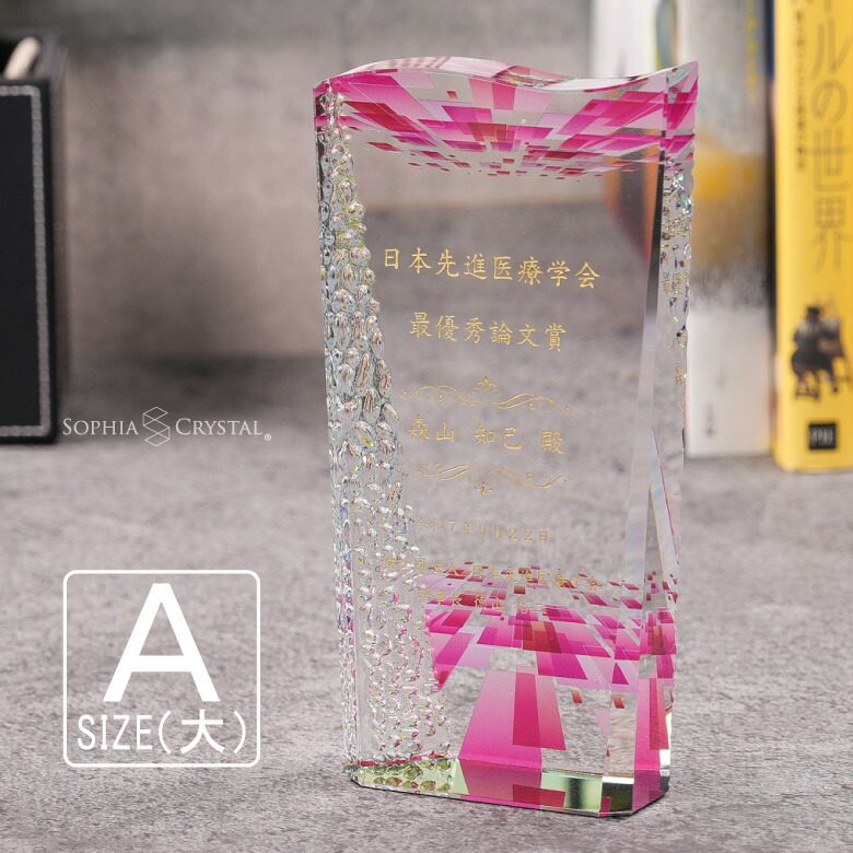 クリスタル トロフィー CR-17A(大) 名入れ 記念品 表彰状 退職記念 周年記念 創立記念 ゴルフコンペ ホールインワン スポーツ大会 イベント 優勝 トロフィ プレゼント ギフト おしゃれ