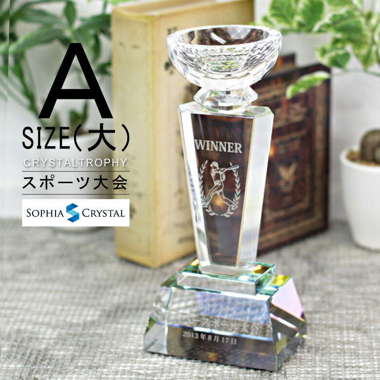 クリスタル トロフィー CR-4A(大) 名入れ 記念品 表彰状 退職記念 周年記念 創立記念 ゴルフコンペ ホールインワン スポーツ大会 イベント 優勝 トロフィ プレゼント ギフト おしゃれ