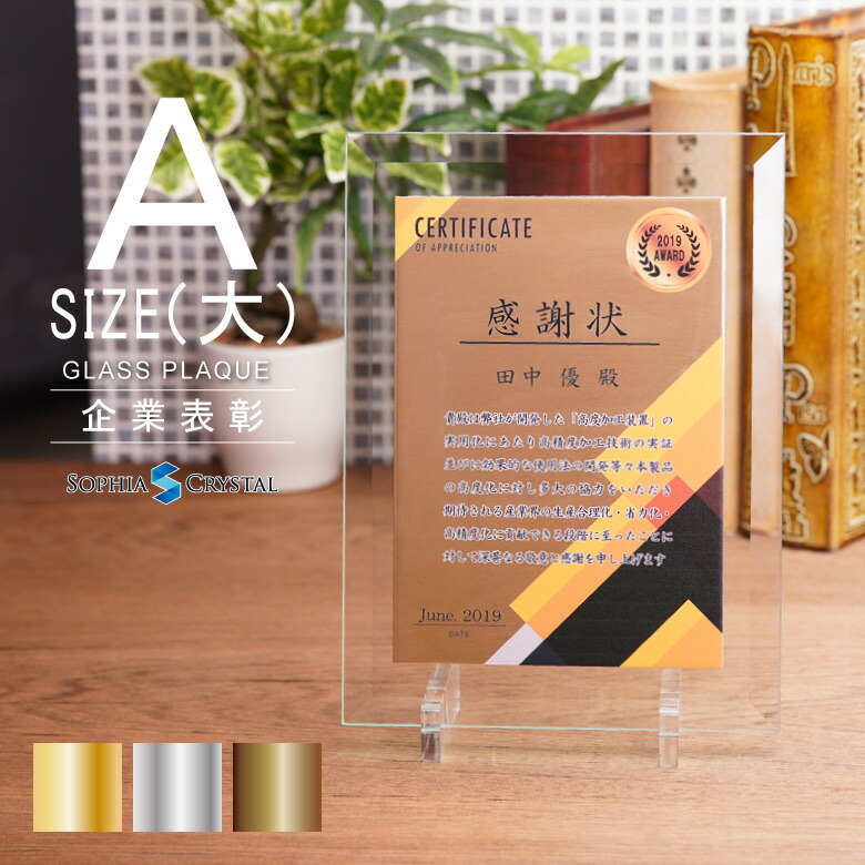 トロフィー ソーダガラス 盾 PS-9A(大) 名入れ 記念品 表彰状 表彰 盾 表彰楯 卒業 感謝 退職記念 周年記念 創立記念 ゴルフコンペ ホールインワン スポーツ大会 イベント 優勝 金 銀 銅 クリスタル プレゼント ギフト