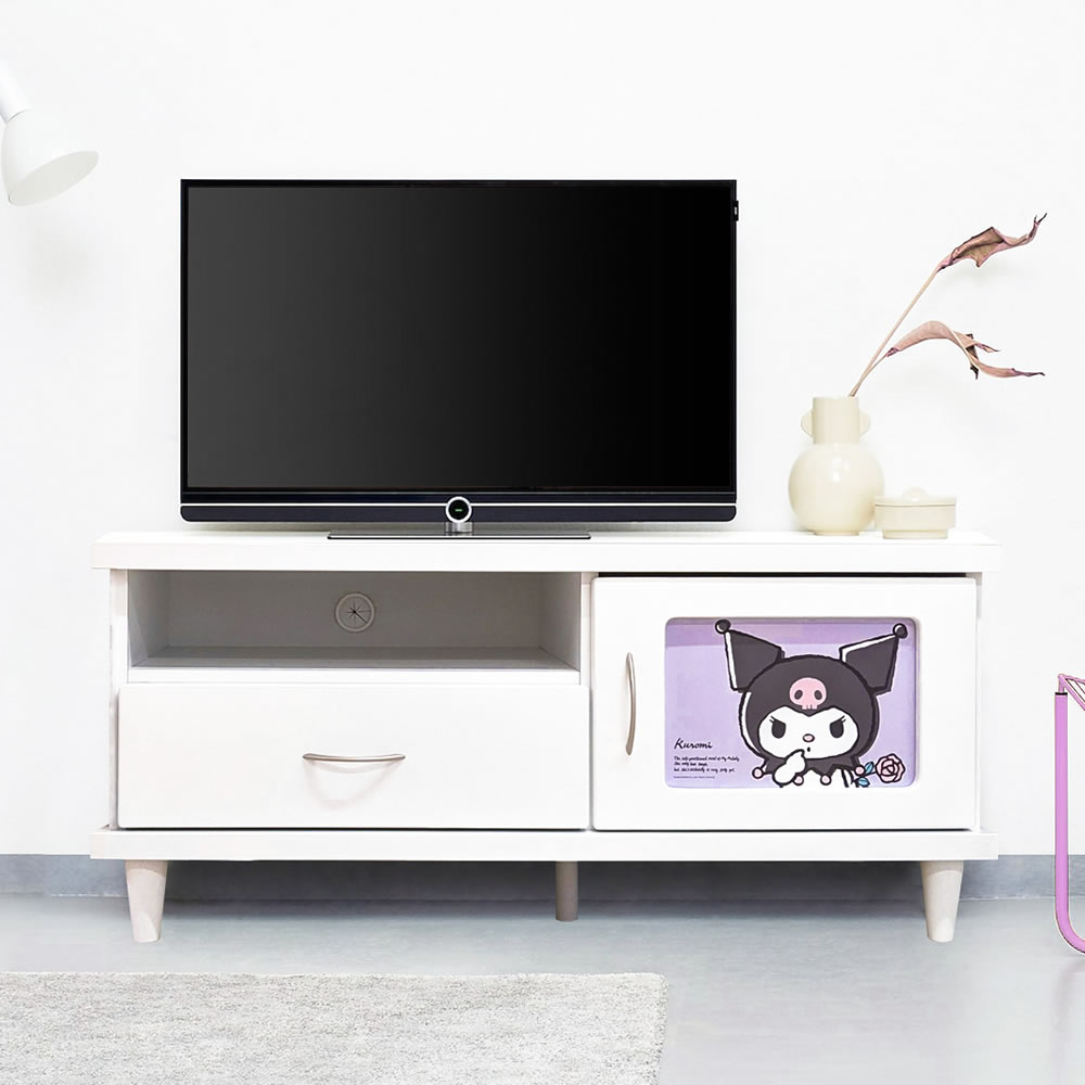 キャンバス クロミ | 幅100 推し活 テレビ台 ローボード KUROMI サンリオ キャラクター 【 収納付き 日本製 白 ホワイト 子ども部屋 女の子 クロミ グッズ サンリオ サンリオキャラクターズ kuromi sanrio グッズ クロミちゃんグッズ