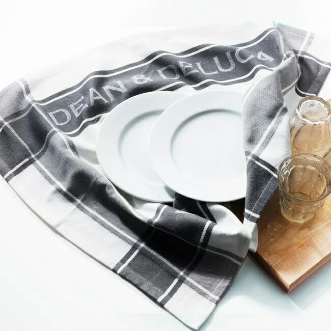 【楽天市場】ティータオル 大判 ディーンアンドデルーカ ロゴ入り キッチンタオル ふきん ループ付き ティータイム