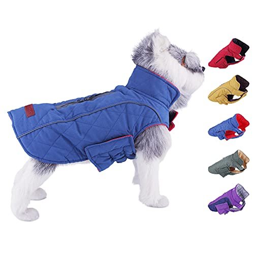 Mr Thinkpet 寒い天候の犬コート 防水防風リバーシブルの犬冬ジャケット 小型 中型