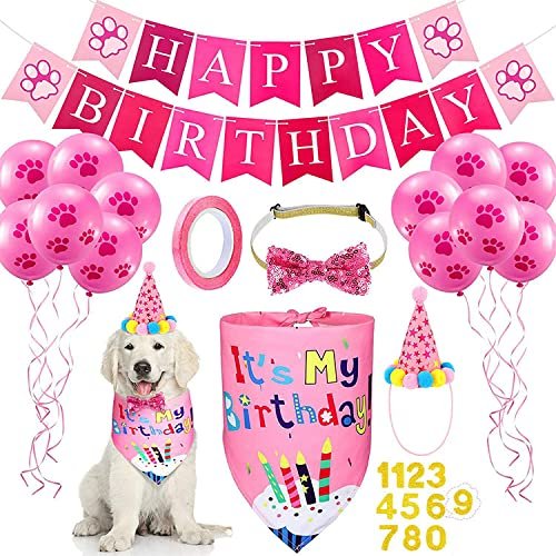 Mr Ewolee 犬 猫 バンダナ 誕生日飾りグッズ Happy バナー 誕生日 帽子 Birthday