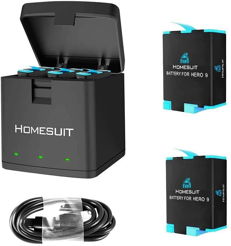 市場 MR:Homesuit HERO 1800ｍAh Gopro HERO9 交換バッテリー+用収納ボックス式 3ポートUSB充電器 10 2  バッテリー