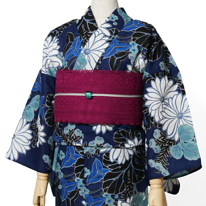 楽天市場】夏着物 綿絽 岡重 梅 椿 花柄 クリーム 赤 古典柄