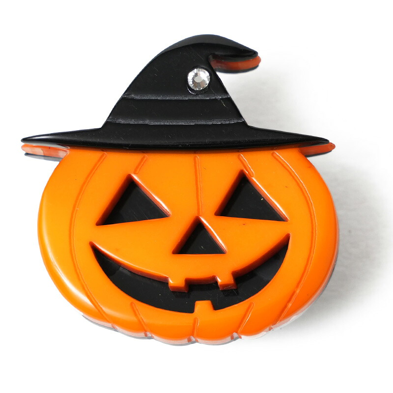 帯留め ジャックオランタン ハロウィン かぼちゃ 秋 オレンジ ラインストーン 和装小物