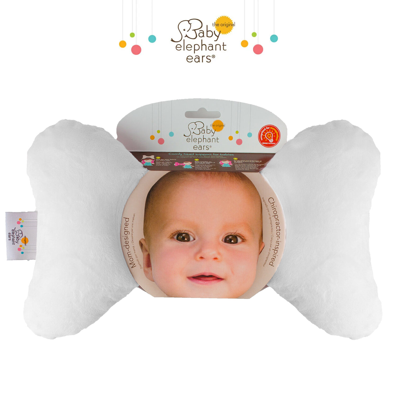 市場 ギフト ベビーエレファントイヤー ベビーカー 出産祝い チャイルドシート ミンキーホワイト バウンサー用ヘッドサポーター ネックピロー