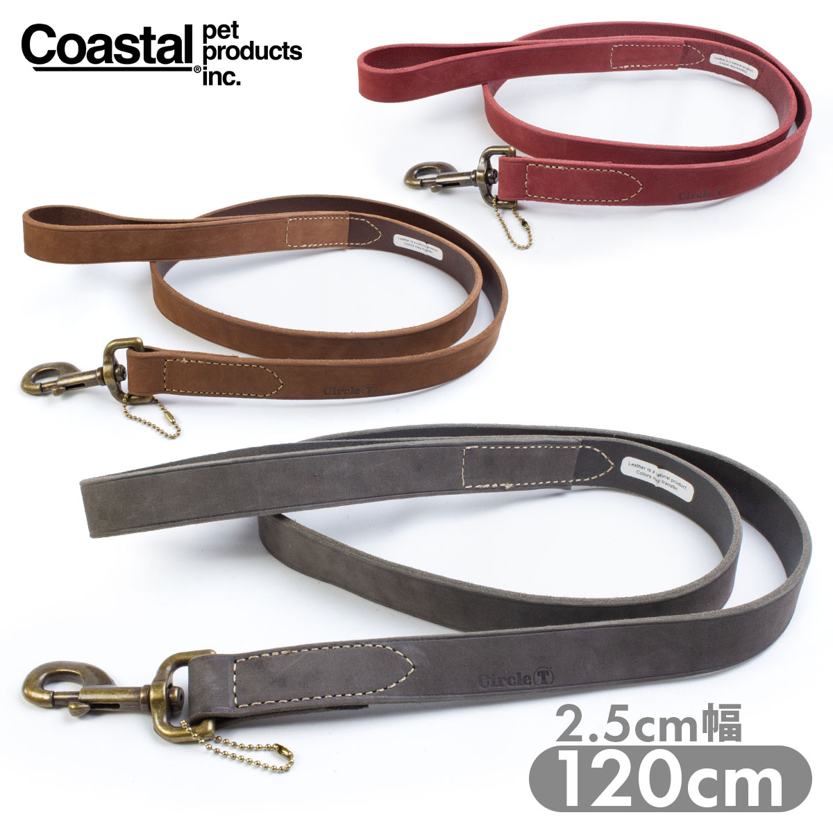 Coastal サークルt ラスティックレザーリーシュ 2 5cm幅 1cm 革リード レザーリード 大型犬 Circlet フルグレインレザー 輸入商品 高品質な革で手作り 豊かな色としなやかで快適な使用感 使い込むほどしなやかでよく馴染みます ト Painandsleepcenter Com