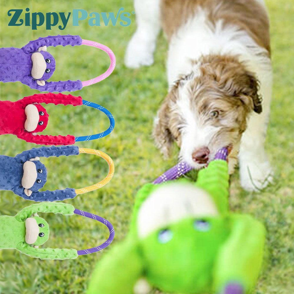 ZippyPaws モンキーロープタグ パープル Monkey RopeTugz おもちゃ ロープ ぬいぐるみ 引っ張りっこ 大型犬 ジッピーパウズ 海外ブランド 輸入品 oyom