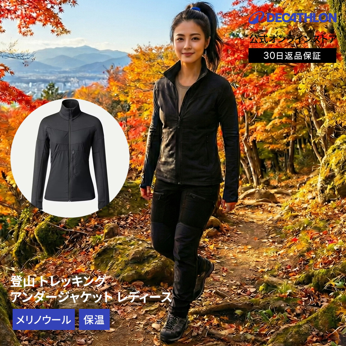 【ポイント10倍】FORCLAZ フォルクラ 登山 トレッキング アンダージャケット レディース メリノウール