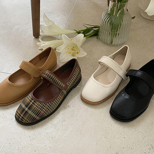 バレーシューズ パンプス フロントストラップ 木目細か レディース 平べったい ペタンコ 黒 赤銅色 黒いこと 読み合わせる 赤銅色 象牙色 靴 お上さん靴 韓国 靴-レディース靴