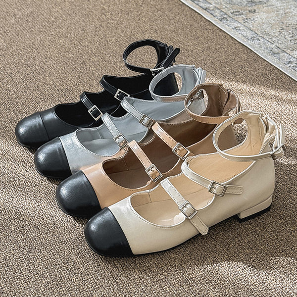 バレーシューズ パンプス キャップトゥ 同盟罷工一巡り 滑っこい レディース 平べったい 黒 銀 黒いこと ベージュ 象牙色 しろがね色 靴 亭主もち靴 韓国 靴-バレエシューズ