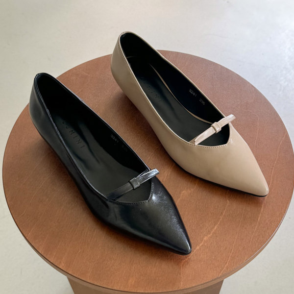 バレーシューズ パンプス りぼん シュロの葉 ポインテッドトゥ 平ったい レディース 置き目踵 黒 黒いこと ベージュ 歩き分かりやすい 一方ならずない 靴 成人女性靴 韓国