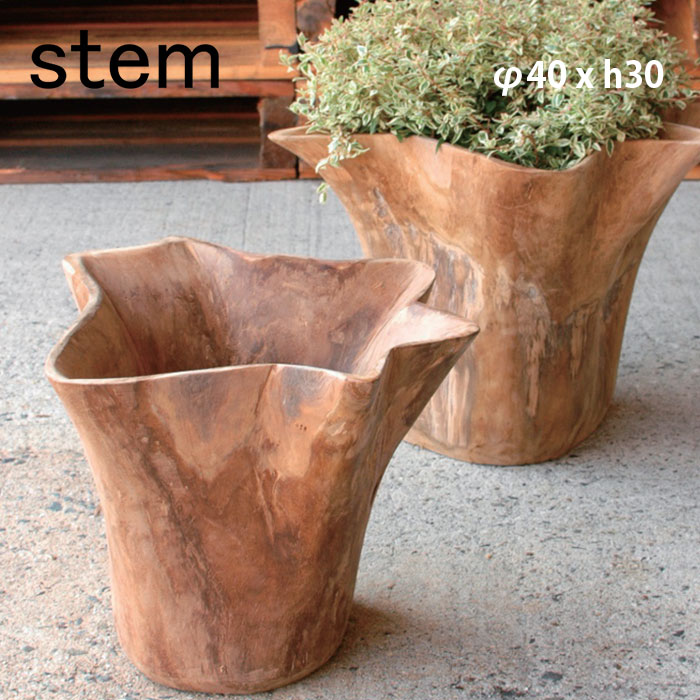 stem ステム Teak Tulip W3756(大） φ40 x h30【受け付け stemtrunk チューリップ 室内装飾  花器  木材 観葉草木 花台 自然的 teakwood チーク木材 プランター 緑であること室内装飾  室内装飾緑であること potandvase mangowooditem ポット取りまかなう 鉢取りまかなう 】