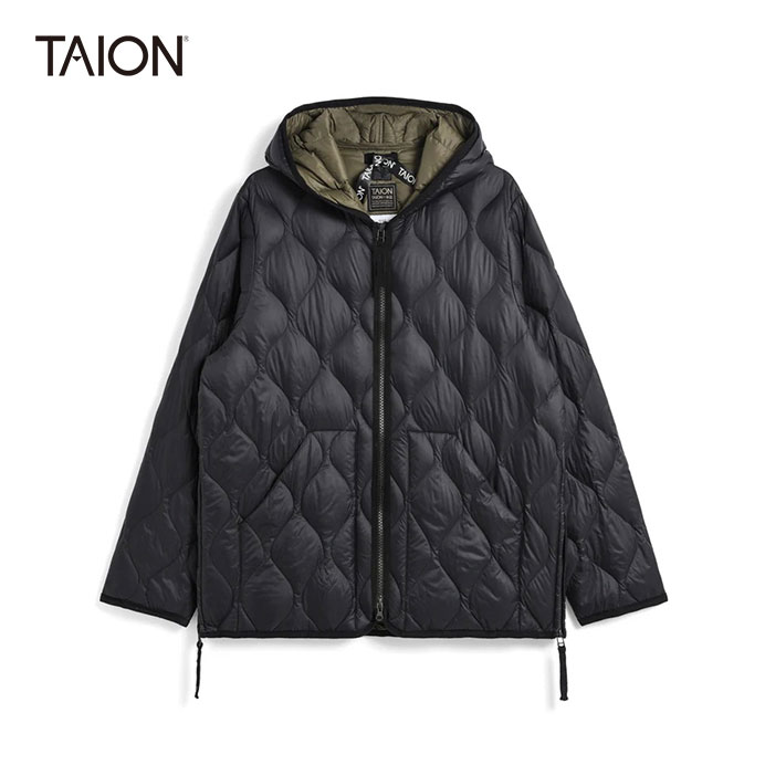 TAION/タイオン MILITARY HOOD W-ZIP DOWN JKT（SOFT SHELL）/ミリタリー Wジップ 落ち込むパーカー-ホンブルグ帽外殻 106ALSZML-1\u003cBR\u003e【ユニ一発やる】\u003cBR\u003e【BLACK】