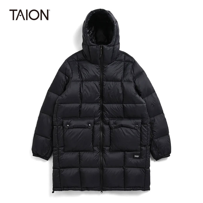 TAION/タイオン VOLUME HOOD DOWN COAT＜PACKABLE OUTER＞/御山 パッカブル 音の大きさボンネット 落ち込む厚地の外套 106VZMT-LONG\u003cBR\u003e【ユニ一発やる】\u003cBR\u003e【BLACK】