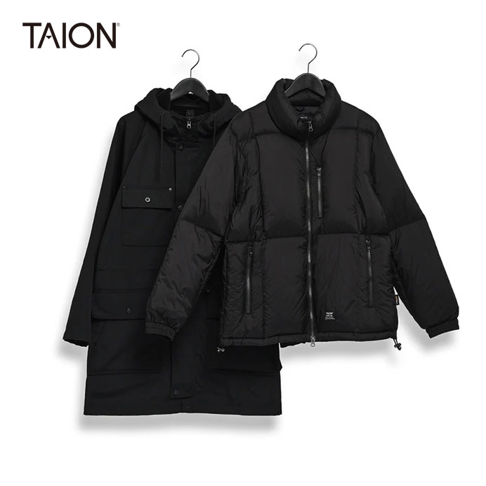 TAION/タイオン　WORK VOLUME DOWN HOOD JACKET＋TAION-102VZWK/CR ワークパーカー(+ボリュームダウンジャケット)　CR30WK【ユニセックス】【BLACK】｜DECO APARTMENT STORE店