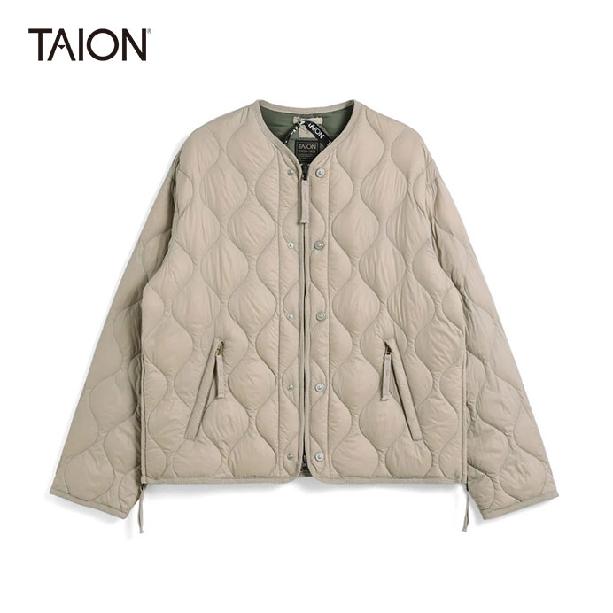 TAION/タイオン MILITARY M65 LINER W-ZIP SHORT DOWN JKT（SOFT SHELL）/ミリタリー M65 ラインドライブWジップ ショートダウンジャケット-ホンブルグ帽甲殻  WM65LSZBML-1SH\u003cBR\u003e【レディース】\u003cBR\u003e【G.BEIGE】