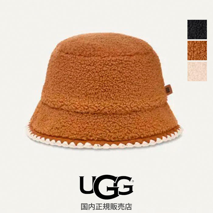 【お値下げ】UGG アグ シープスキンバケットハット 美品】UGG シープスキン バケットハット ブラック アグ バケハ