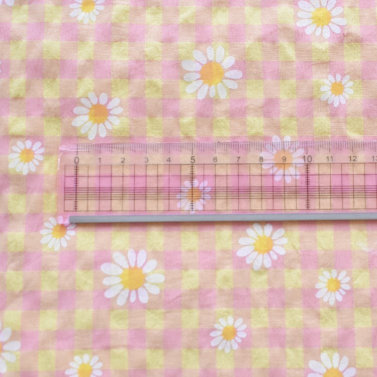 楽天市場 送料無料 チェック花柄 混合生地 30番手 生地幅140cm 韓国生地 全4カラー Deco Desen 楽天市場店