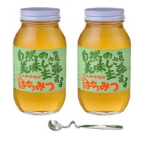 【代引き・同梱不可】鈴木養蜂場　はちみつ　大瓶2本セット(菜の花1.2kg、レンゲ1.2kg、はちみつスプーン)アカシア ギフト 国産