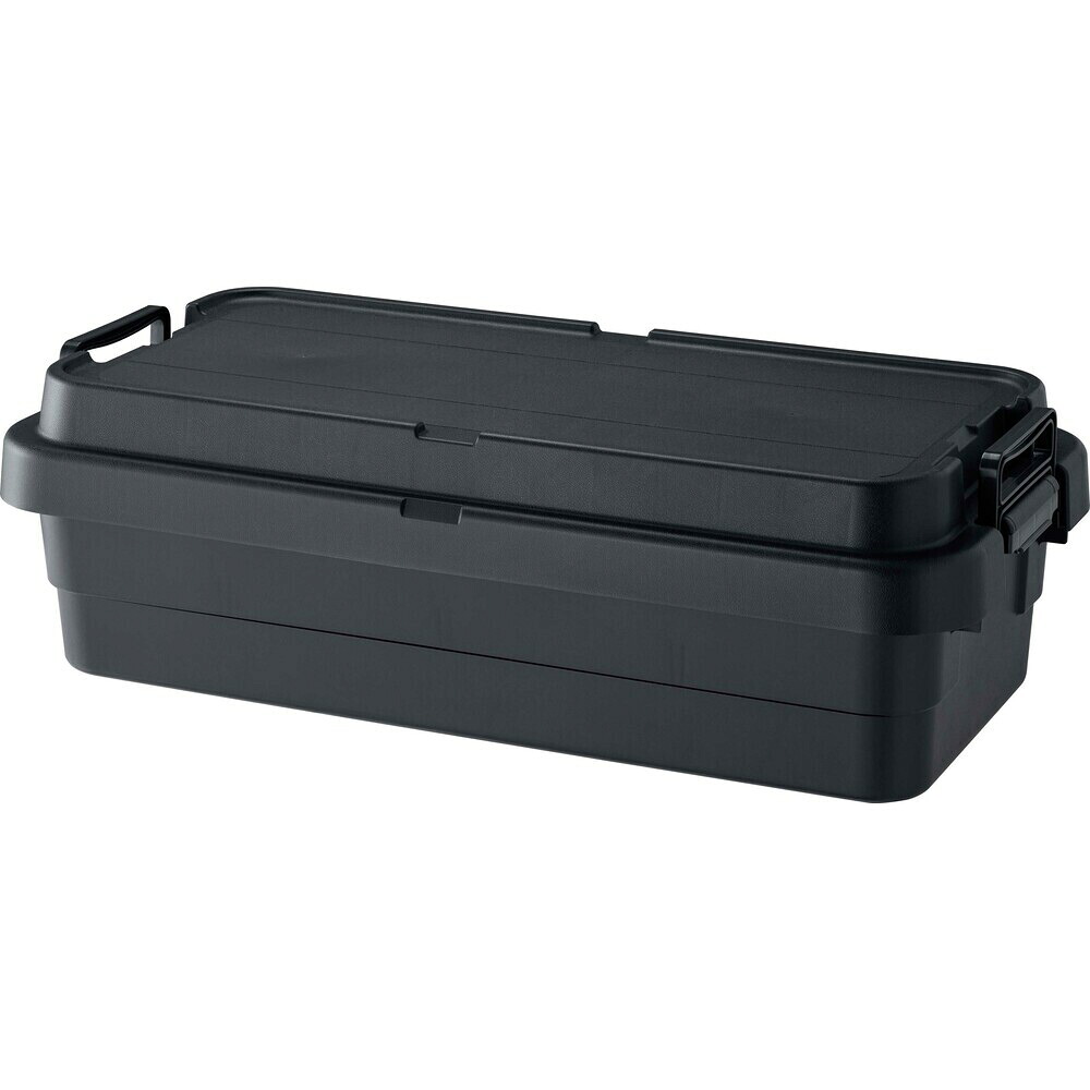 トランクカーゴS蓋 40L LOW TYPE ブラック TC-70SLBK トランクカーゴ スタッキング 70L 収納 ロータイプ アウトドア キャンプ バーベキュー カーキ グレー 座れる 簡易椅子 ベルトガイド フタ 積み重ね｜DECO MAISON