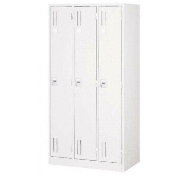 オフィス・店舗向け　ダイヤルキーロッカー ホワイト 3人用ロッカー　3連2号　COM-KL37-W 家具/収納 オフィス収納