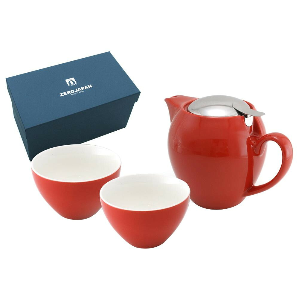 ZERO JAPAN ユニバーサルティーポット4人用+ティーカップワイド×2 ZG-003 TO・トマト 家事用品 食器
