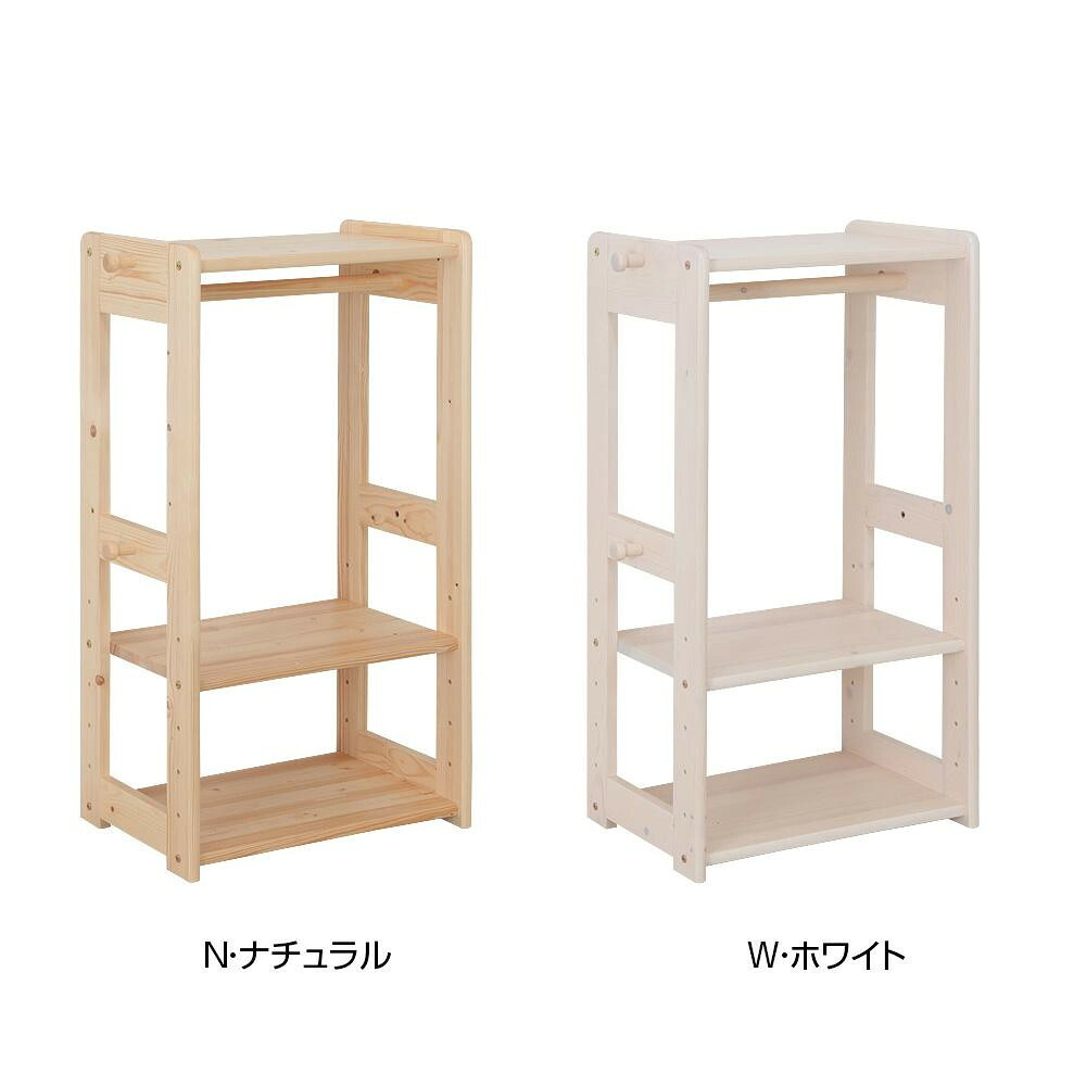 天然木ジュニアシリーズ 天然木ハンガーラック JJR-100H　W・ホワイト 家具/収納 収納用品