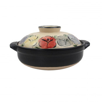 M0072 花の輪 8号土鍋 萬古焼 家事用品 鍋（パン）