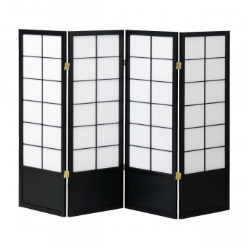 弘益(KOEKI) UTILITY 和風衝立4連 ブラック 高さ1200mm JPS1204BK 家具/収納 家具　ラック　その他