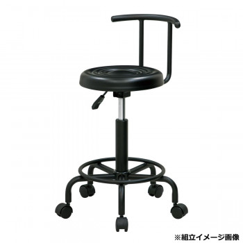弘益(KOEKI) UTILITY キャスターチェア(背付) ブラック KYBB300BK 家具/収納 家具　イス テーブル