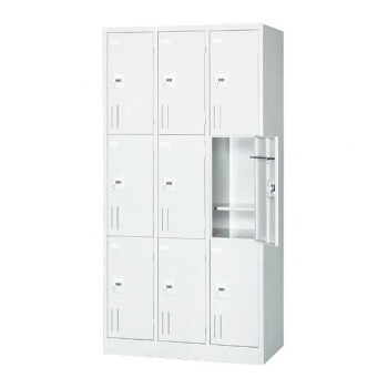 多人数ロッカー シリンダー錠タイプ 9人用 3列3段 本体/ホワイト COM-SV9A-AW 家具/収納 オフィス収納|DECO MAISON