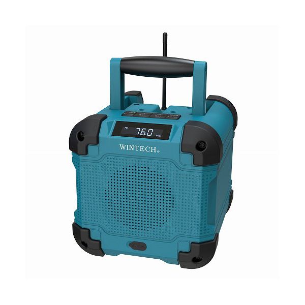 WINTECH 防滴防塵現場ラジオ 充電池内蔵 Bluetooth機能搭載 5W出力 防水IP45 グリーン GBR-6EBT