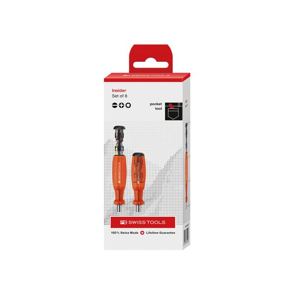 PB SWISS TOOLS ピービースイスツールズ マルチクラフト C6ドライバービットビット 8本組 差替式ドライバー インサイダー レッド ペーパーボックス入 6464.REDCBB