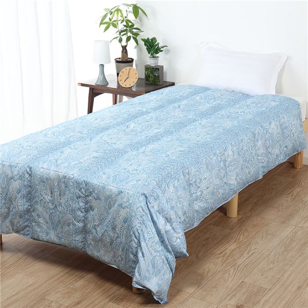 羽毛 肌掛け布団 寝具 〔 ダブル 約190×210cm ブルー 〕 ハンガリー産ホワイトダックダウン85% 洗える 羽毛布団 肌掛布団【代引不可】|DECO MAISON
