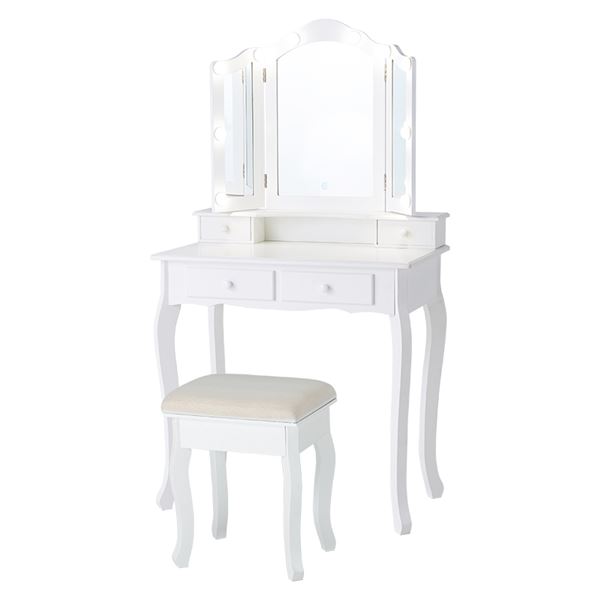 ドレッサー 約幅75&times;奥行42&times;高さ138cm ホワイト【代引不可】｜DECO MAISON