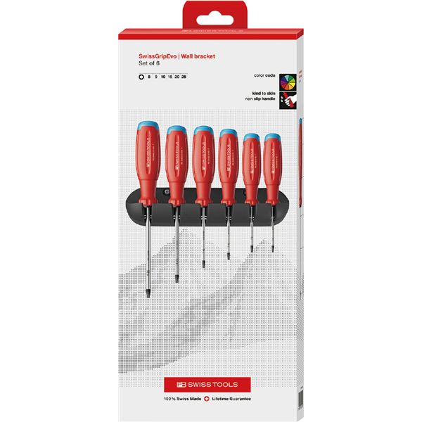 PB SWISS TOOLS ピービースイスツールズ 6本組 スイスグリップEVO TXドライバーセット(BOX) 38440.HCBB 工具 ツール DIY｜DECO MAISON