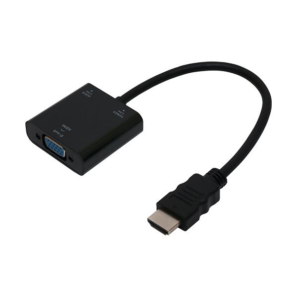 （まとめ） ナカバヤシ ミヨシフルHD対応 HDMI-D-sub変換アダプタ ブラック HDA-DS01／BK 1個 【×3セット】