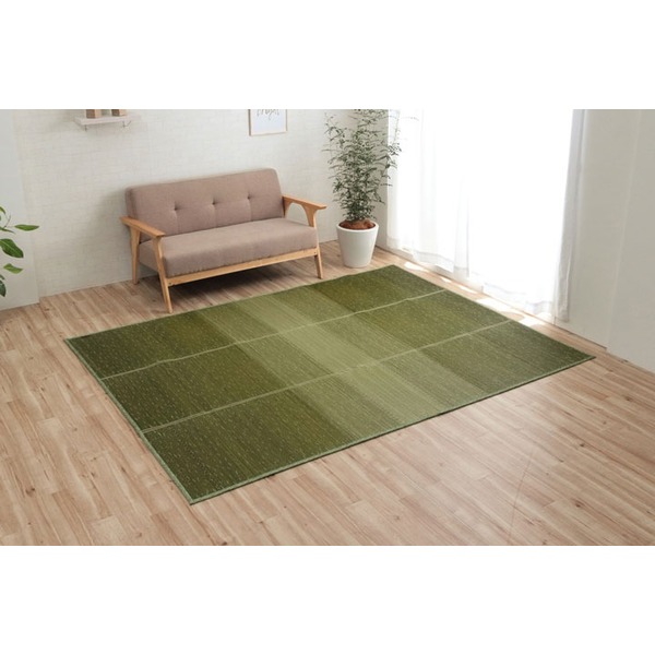い草 ラグ マット 約190×300cm グラデーション グリーン 小林製薬 持続性抗菌剤 KOBA-GUARD 制菌 抗菌 防臭 滑り止め 不織布【代引不可】|DECO MAISON