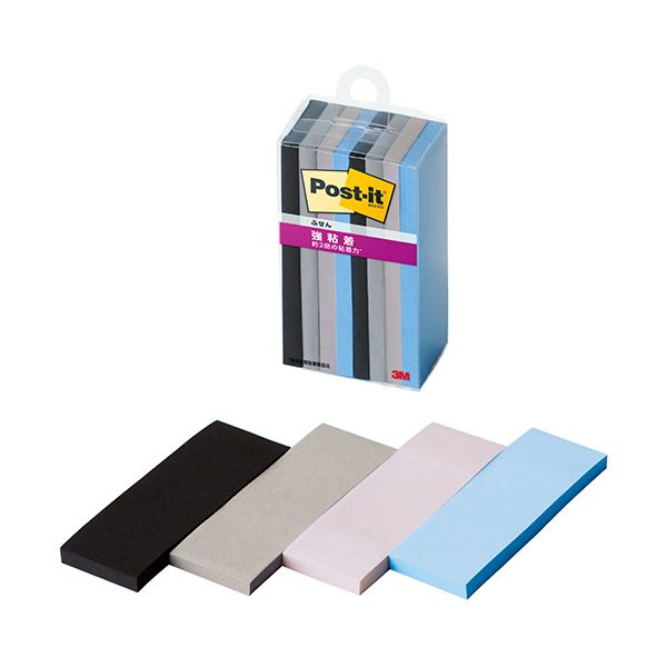 3Mポスト・イット 強粘着ふせん マルチカラー9 75×25mm 4色 500SS-MC-91セット(80冊:8冊×10パック)