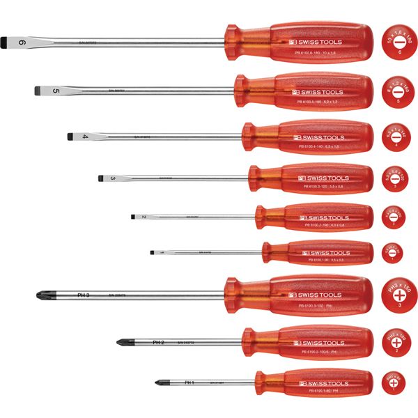 PB SWISS TOOLS ピービースイスツールズ 9本組 マルチクラフトハンドル マイナス・プラスドライバーセット 1465 工具 ツール DIY