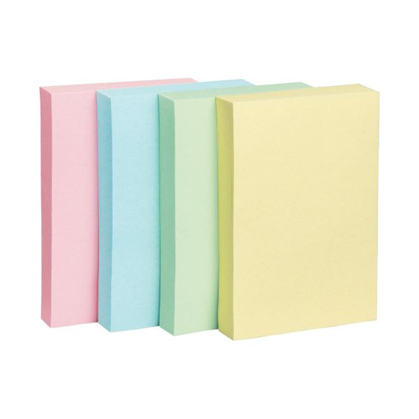 （まとめ）TANOSEE ふせん 75×50mm4色混色1セット(50冊：10冊×5パック)【×3セット】