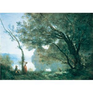 世界の名画シリーズ、プリハード複製画 ジャン・バティスト・カミーユ・コロー作 「モルトフォンテーヌの追憶」（額縁付）【代引不可】