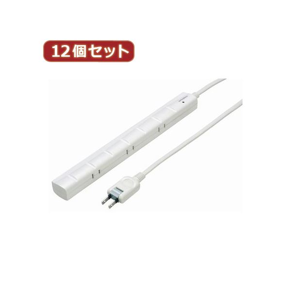 YAZAWA 12個セット 3P対応スリムタップ7個口 Y02YJKP705WHX12 別倉庫
