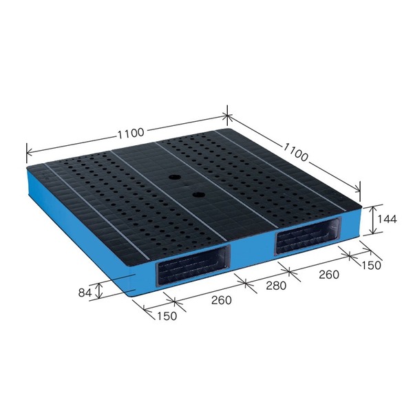 カラープラスチックパレット/物流資材 【1100&times;1100mm ブラック/ブルー】 両面使用 HB-R2・1111SC 自動倉庫対応 岐阜プラスチック工業【代引不可】｜DECO MAISON