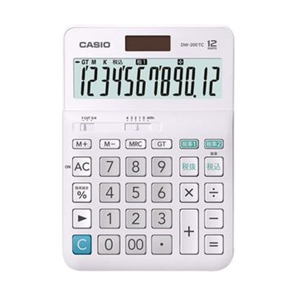 まとめ カシオ W税率電卓 12桁 デスクタイプDW-200TC-N 1台 7周年記念