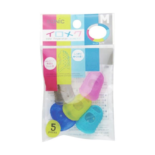 (まとめ) ソニック 指サック イロメク M キャップタイプ YS-346 1セット(25個：5個×5パック) 【×5セット】