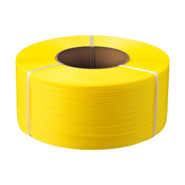 (まとめ）TANOSEE PPバンド 自動梱包機用 15mm×2500m 黄 1巻【×3セット】